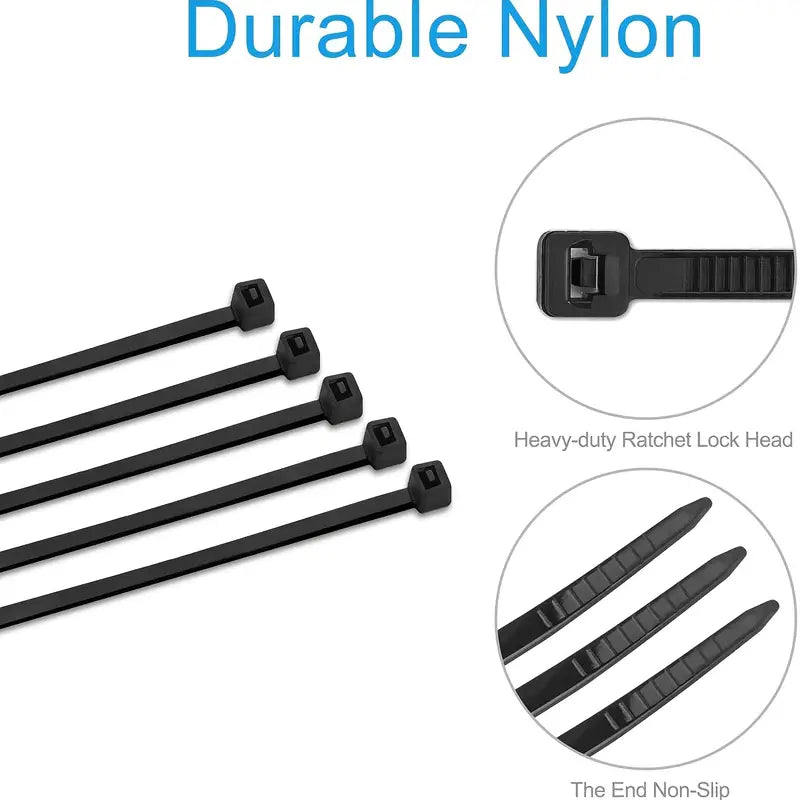100pcs Premium Self-Locking Nylon Cable Ties Set