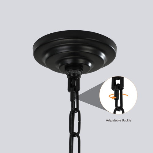 8-Light Black & Gold Lantern Chandelier – Industrial Farmhouse Tiered Ceiling Light