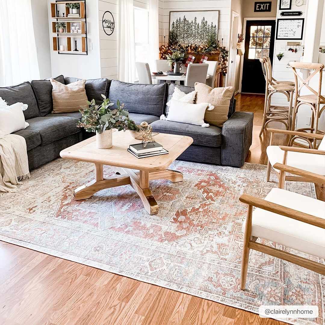 Rust Maayon Washable Rug-1