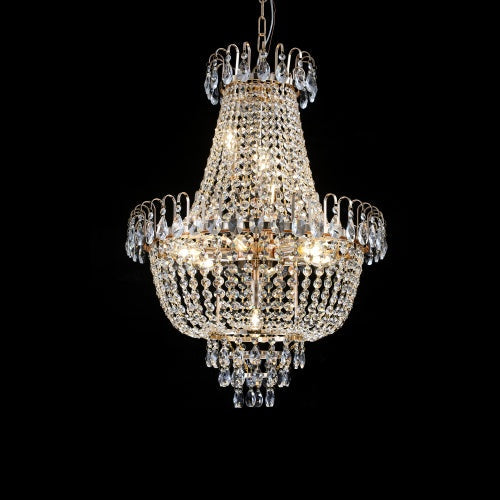 10-Light Gold Crystal Chandelier – Modern Luxury Ceiling Light Fixture