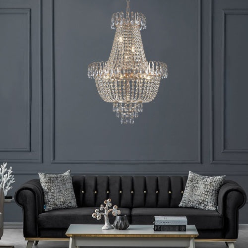 10-Light Gold Crystal Chandelier – Modern Luxury Ceiling Light Fixture
