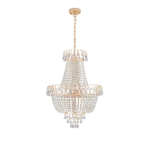 10-Light Gold Crystal Chandelier – Modern Luxury Ceiling Light Fixture