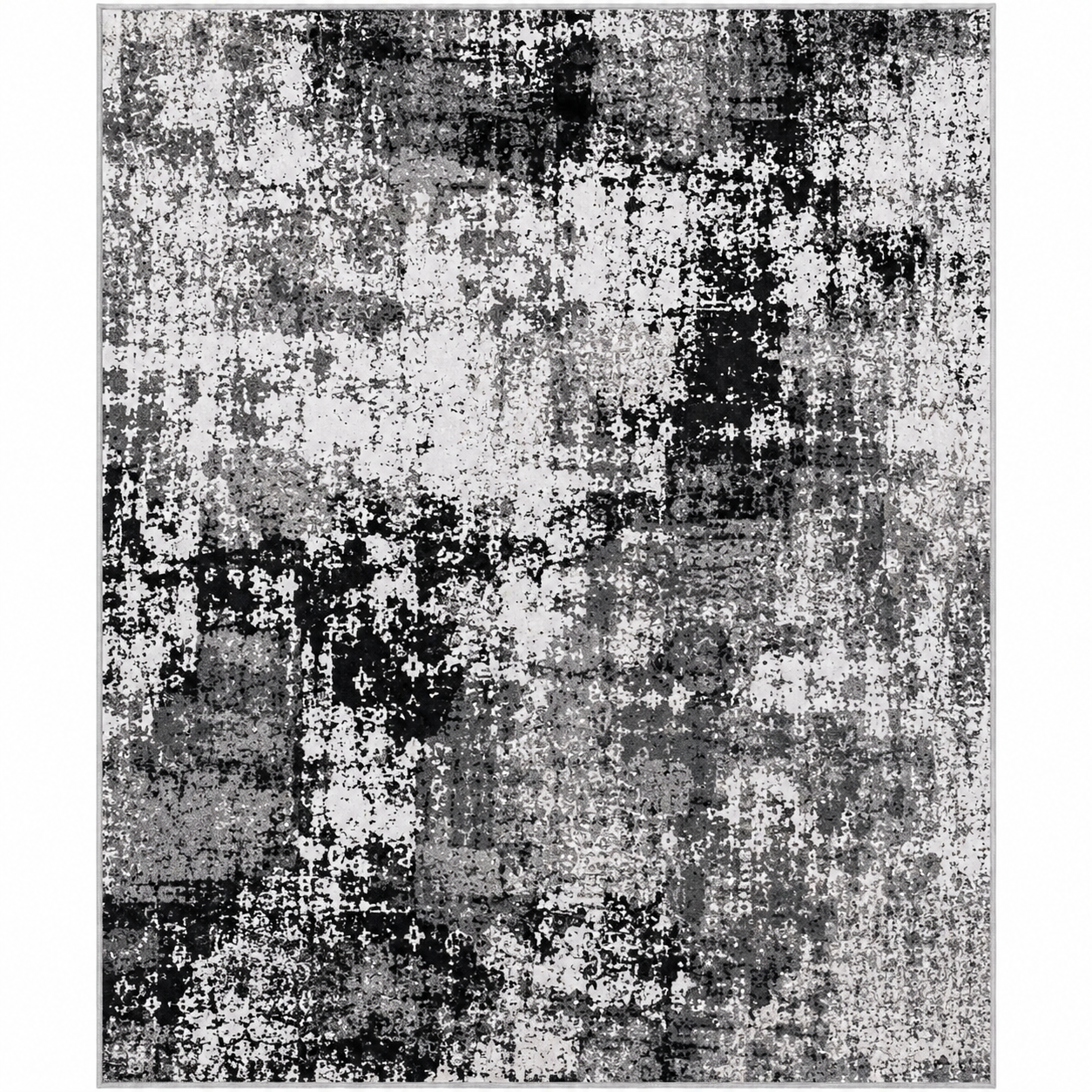 8x10 Modern Abstract Washable Area Rug – Black Soft Non-Slip Carpet