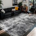 Black Abstract Washable Rug
