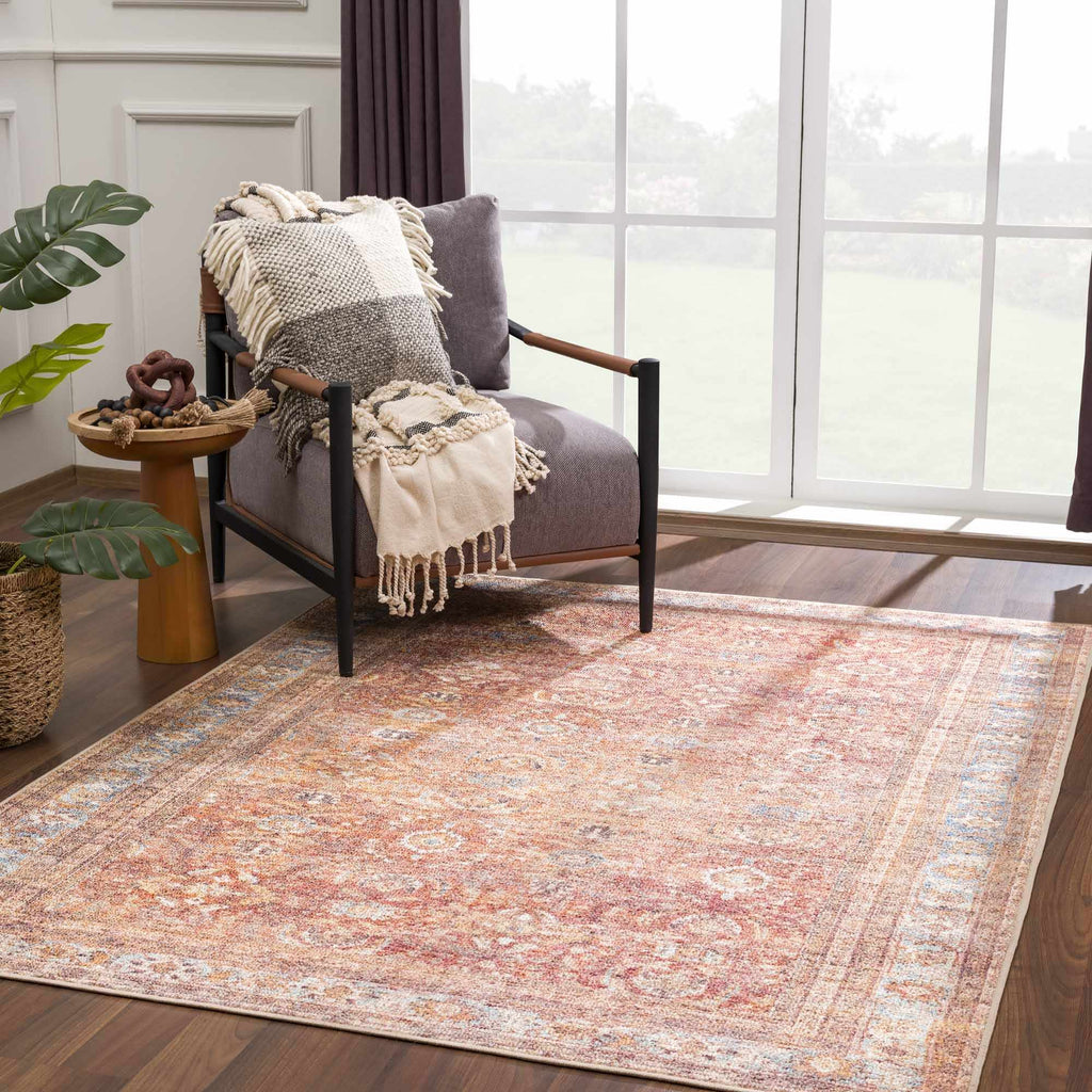 Anshu Peach Washable Area Rug-1