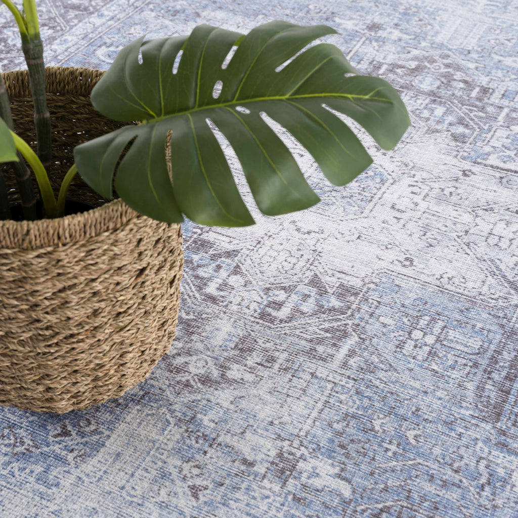 Rosman Blue Washable Area Rug-4