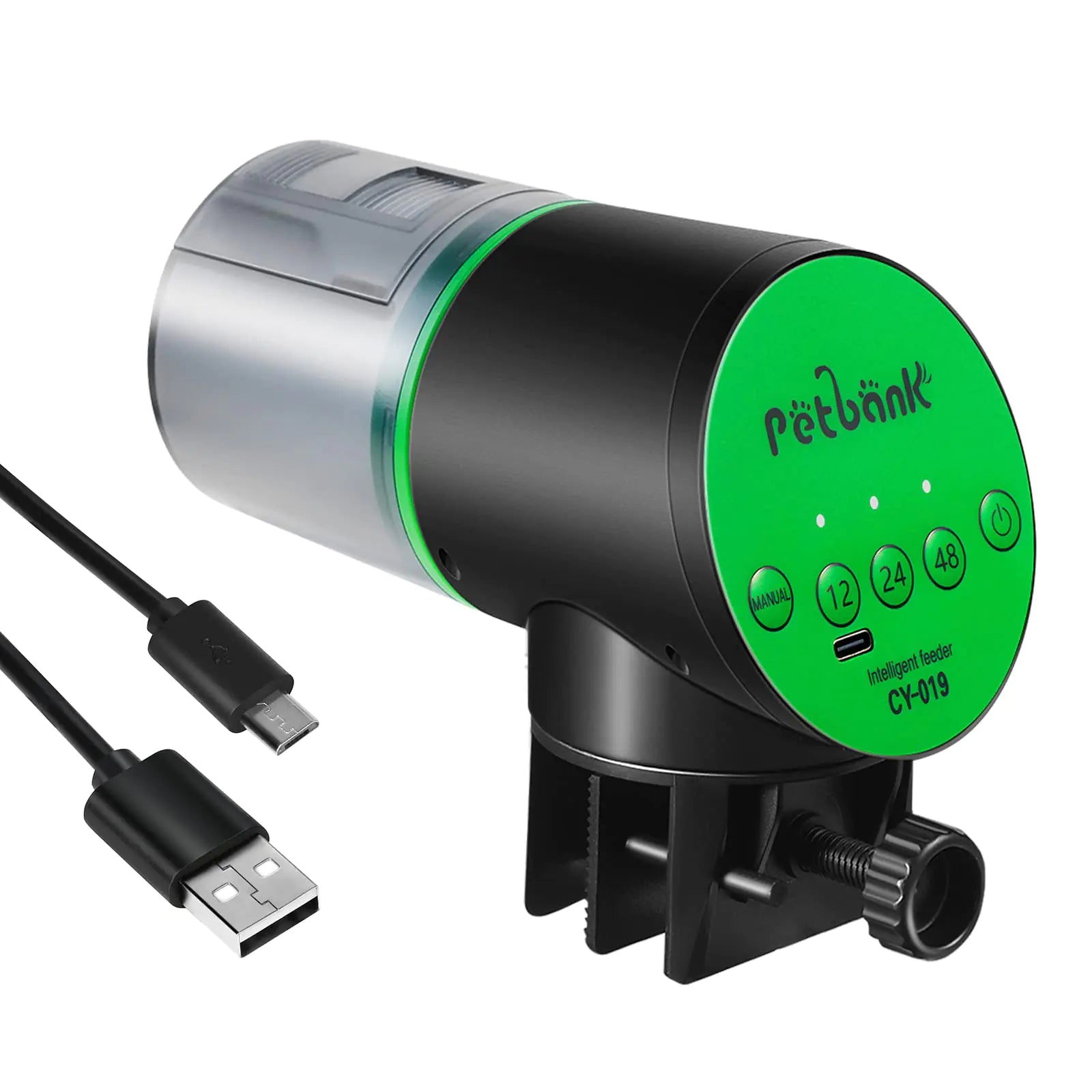 Petbank Automatic Fish Feeder for Aquarium - Rechargeable Food Dispenser for Fish Tank Vacation Fish Feeder Timer with USB Charger Cable