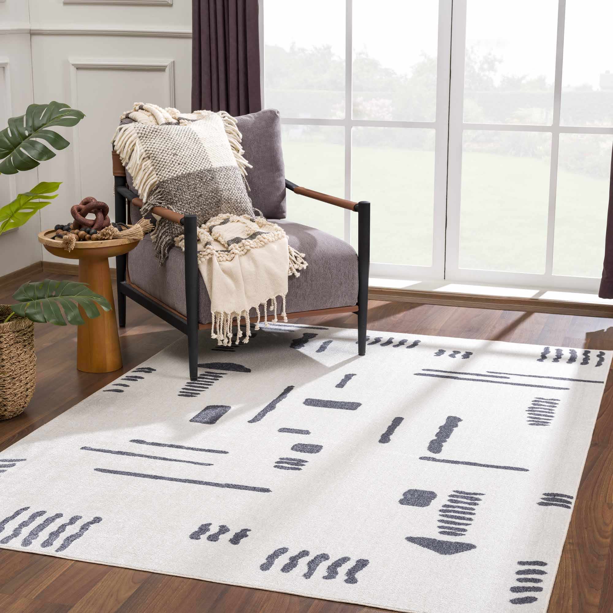 Eitan Gray Washable Area Rug - Clearance-0