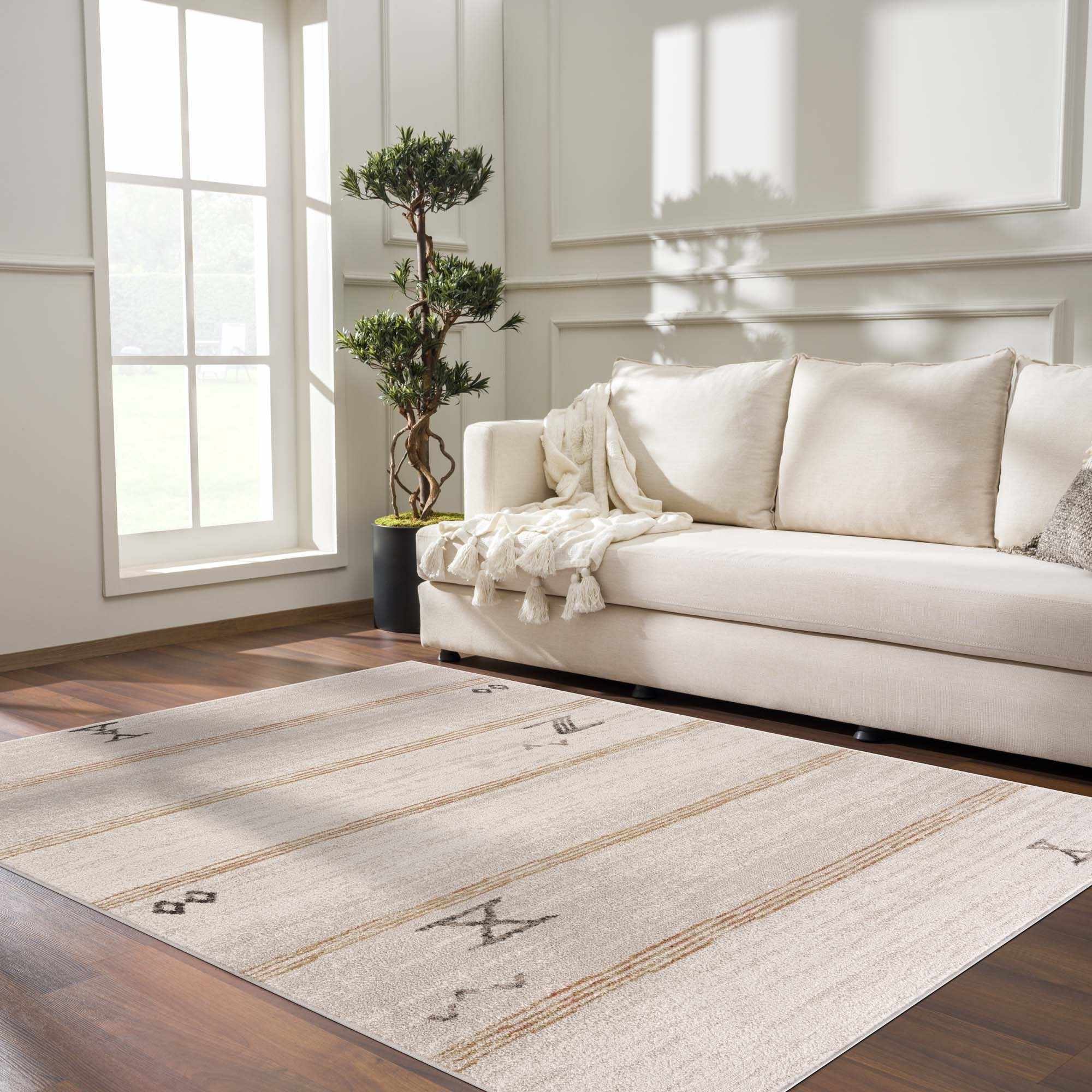 Deja Cream & Gold Area Rug-1