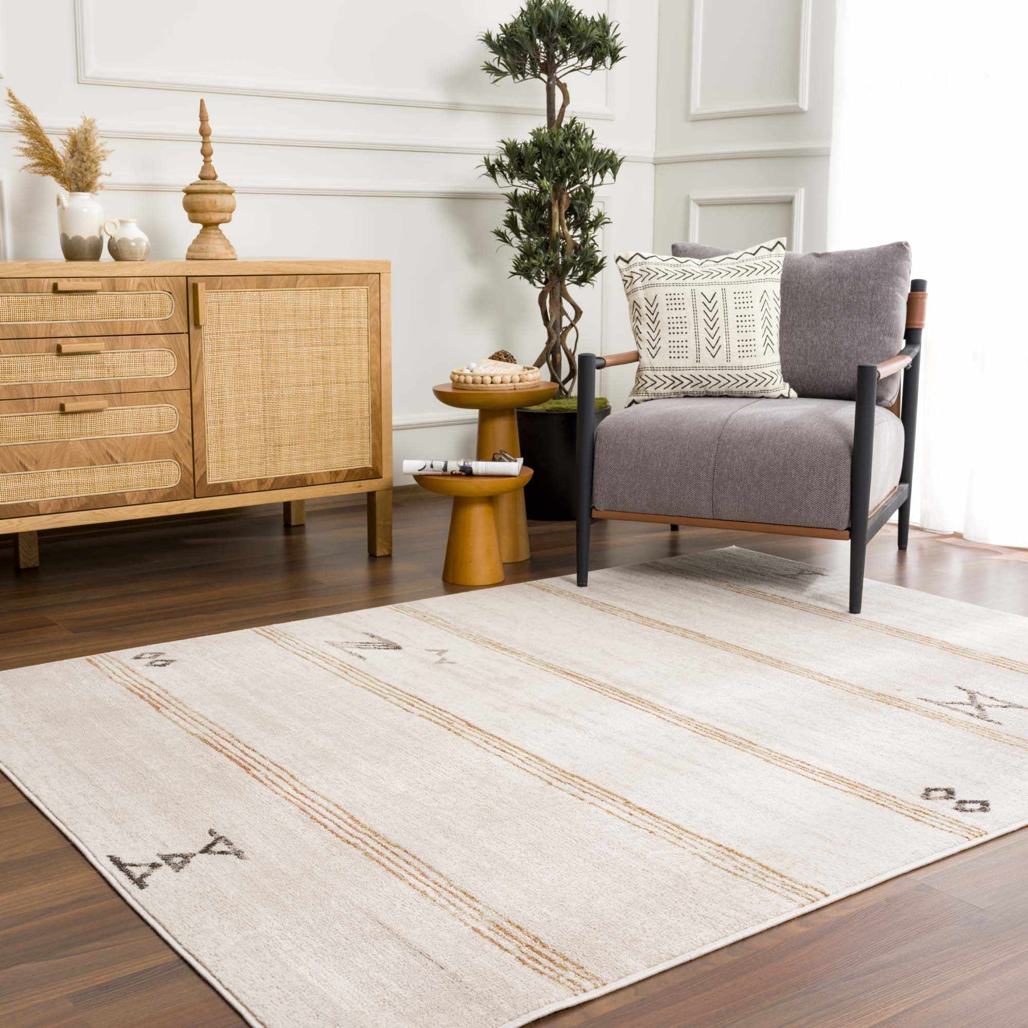 Deja Cream & Gold Area Rug-5