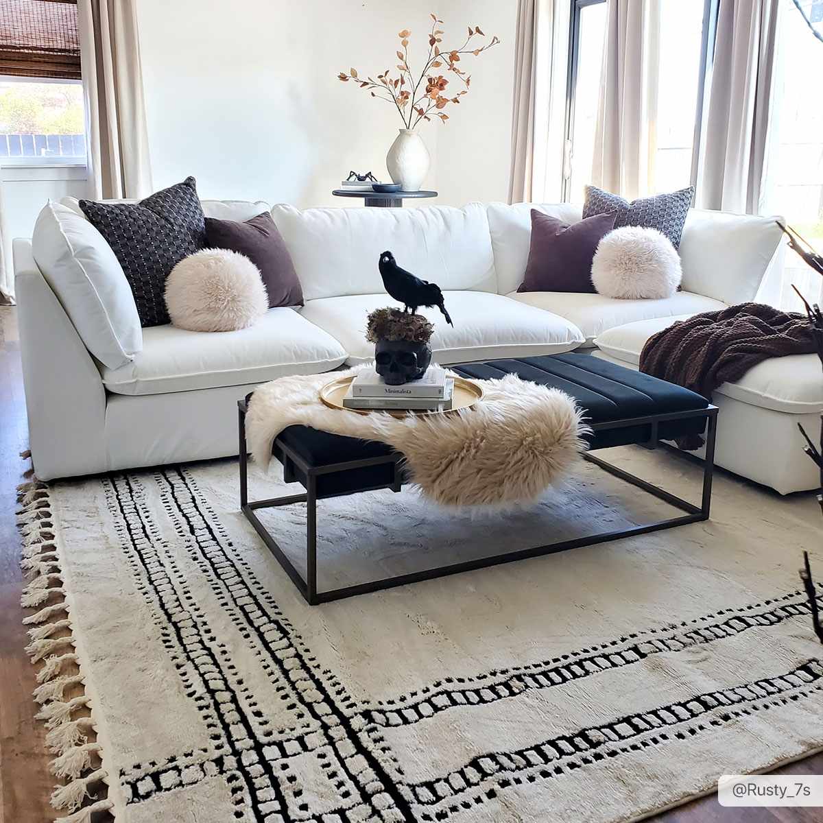 Ryuu Black & White Area Rug - Clearance