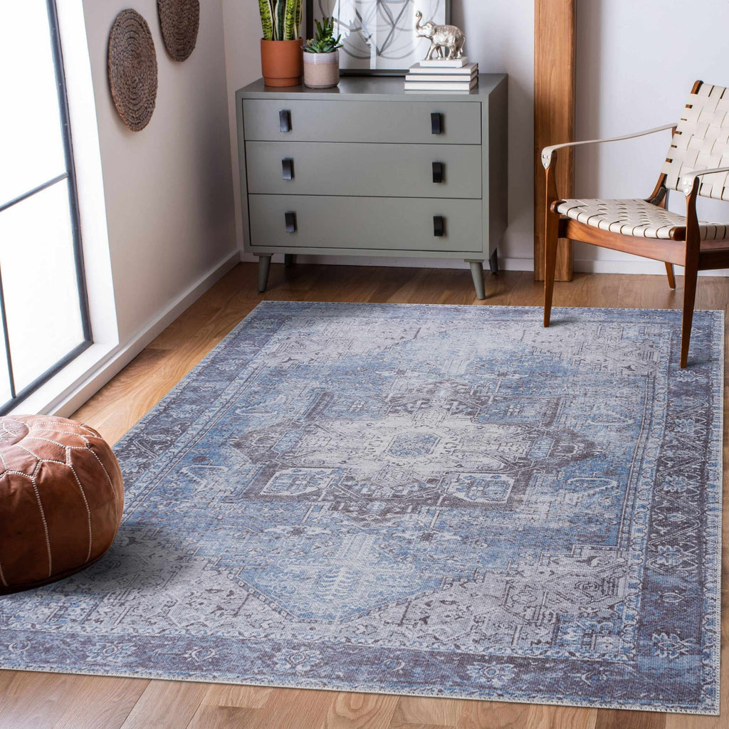 Rosman Blue Washable Area Rug-0