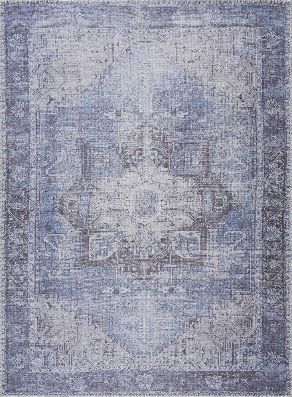 Rosman Blue Washable Area Rug-1