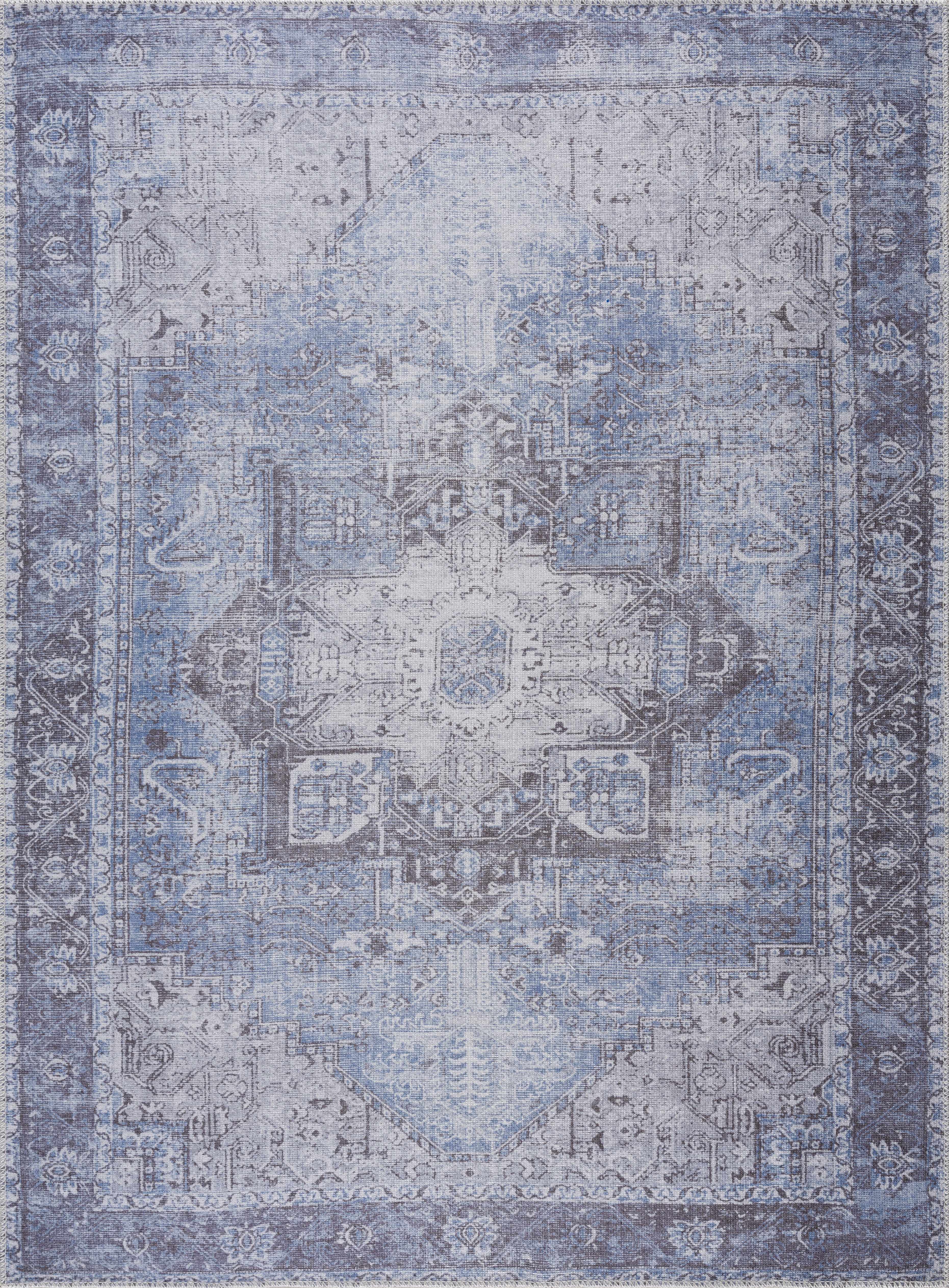 Rosman Blue Washable Area Rug-1