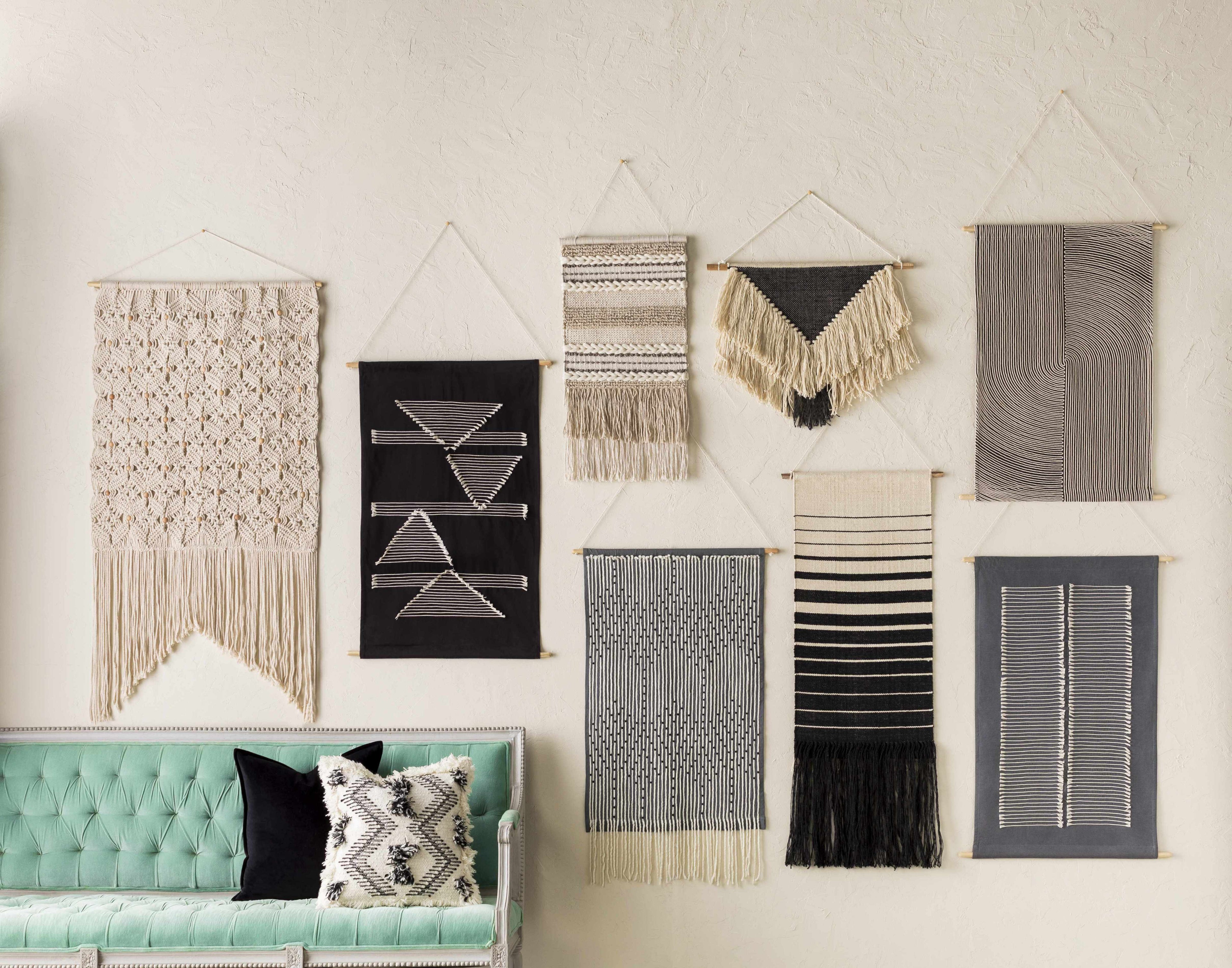 Mansura Gray and White Patterned Wall Hanging-2