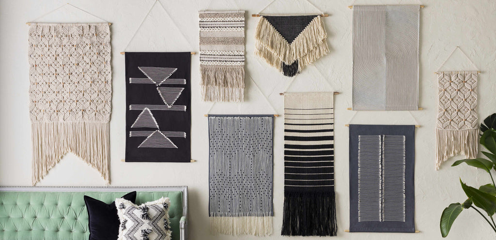 Mansura Gray and White Patterned Wall Hanging-1