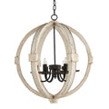 6-Light Rustic Wood Chandelier – Adjustable Chain Kitchen & Dining Ceiling Light