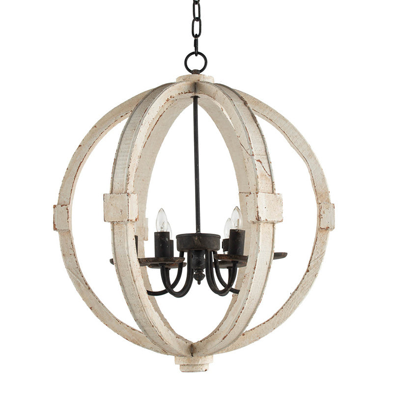 6 - Light Wood Chandelier With Adjustable Chain For Kitchen, Dining Hall, Entrance