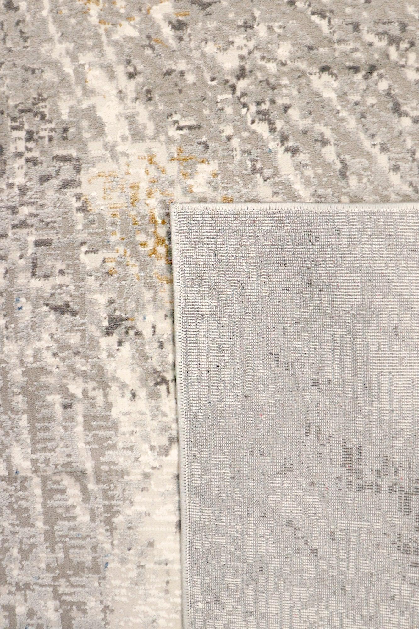 Modern 8x10 Power Loom Area Rug – Ivory Blue Abstract Living Room Rug