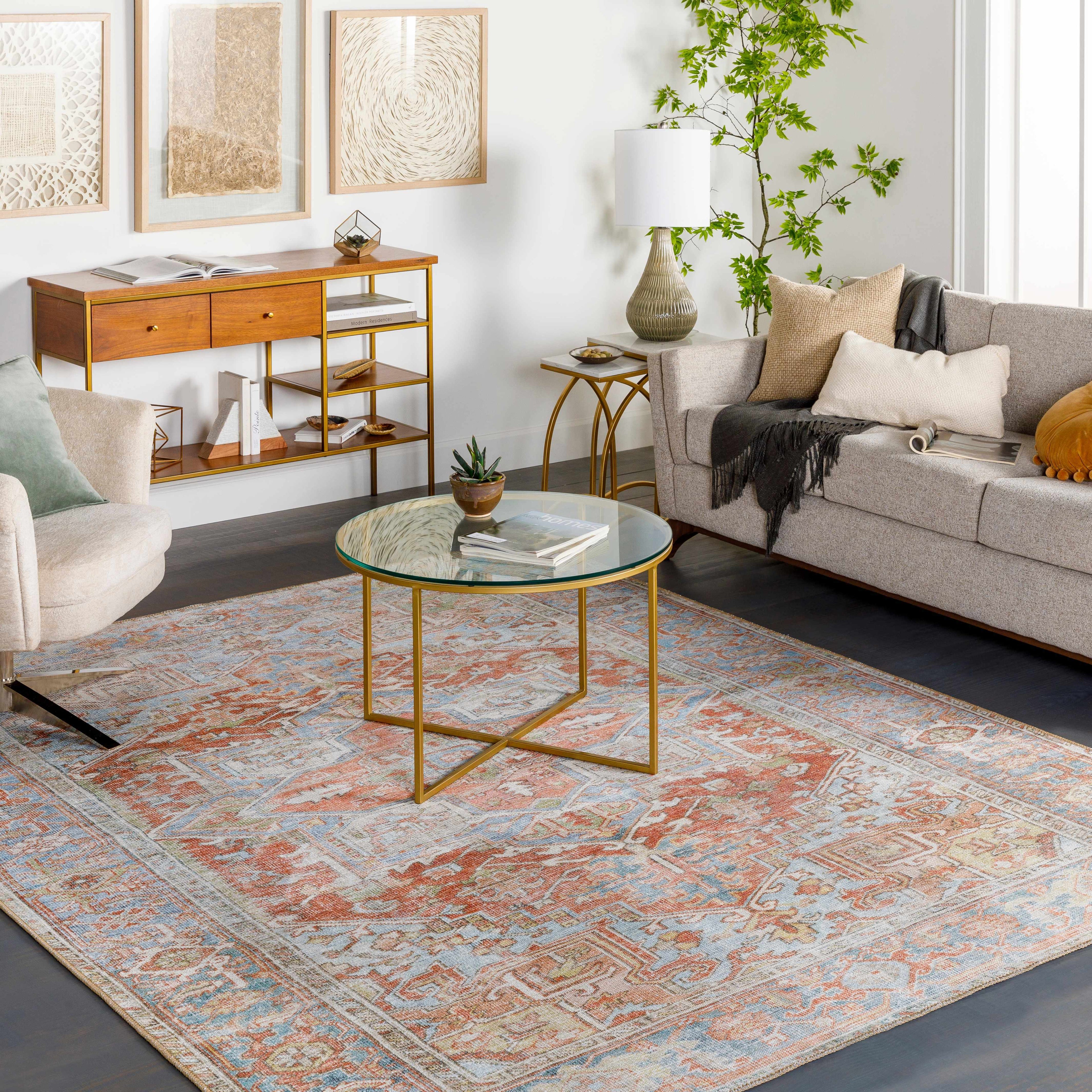 Rust Maayon Washable Rug-3